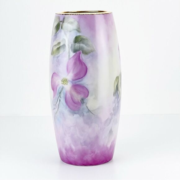 International Porcelain Art Teachers Hand Painted Pink Flowers Floral Vase - Picture 3 of 12